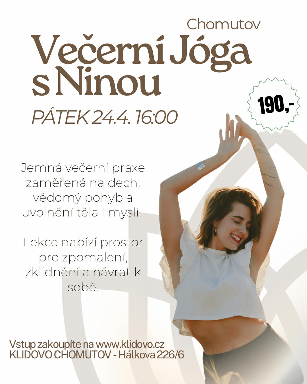 Večerní lekce s Ninou 24.4. 16:00