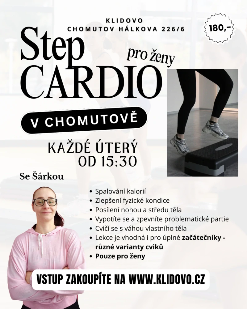 STEP CARDIO SE ŠÁRKOU ÚT 5.5. 15:30