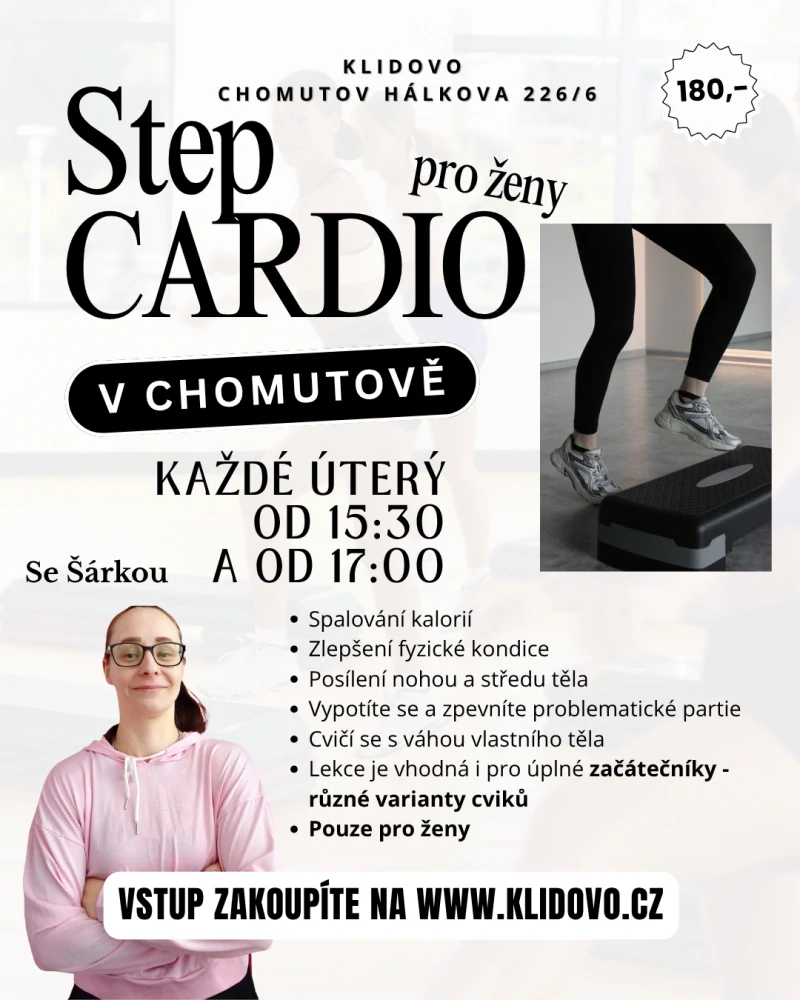 STEP CARDIO SE ŠÁRKOU ÚT 5.5. 17:00