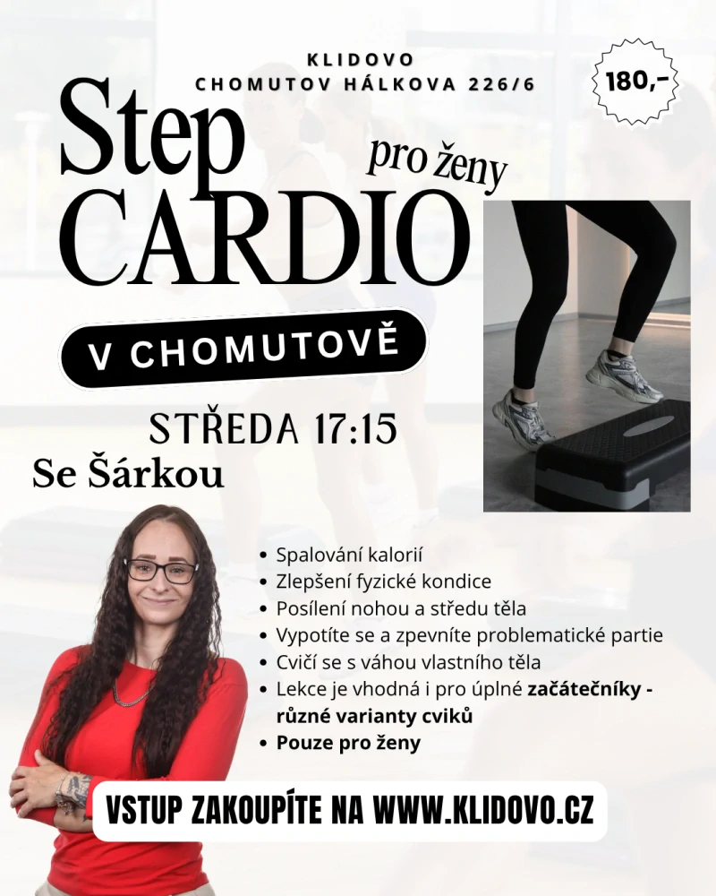 STEP CARDIO SE ŠÁRKOU ST 1.7. 17:15