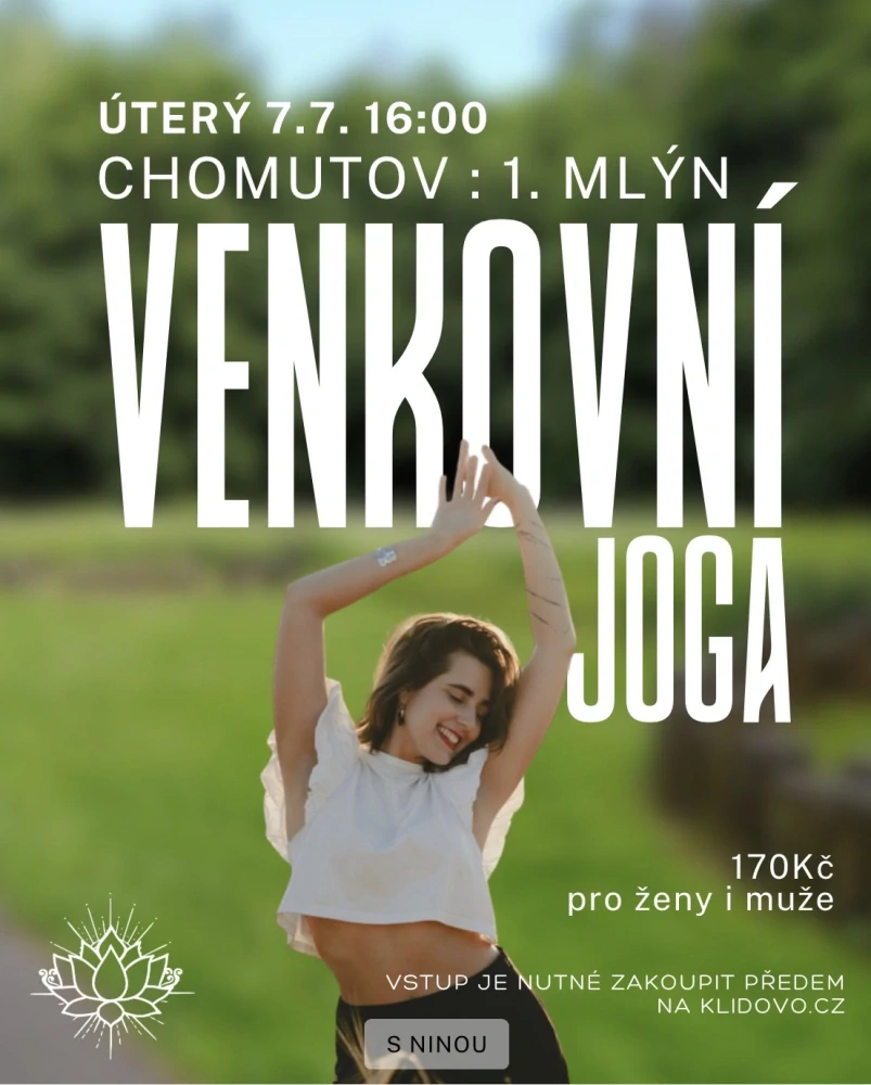 Odpolední VENKOVNÍ jóga Chomutov s Ninou ÚT 7.7. 16:00