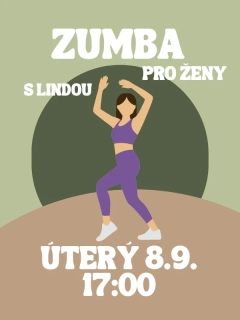 ZUMBA s Lindou ÚT 8.9. 17:00